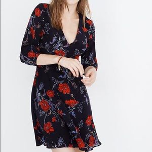 Madewell Silk Ruffle Waist Dress Windblown Poppies